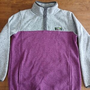 L.L. Bean Heather Gray and Plum Sweaterfleece
